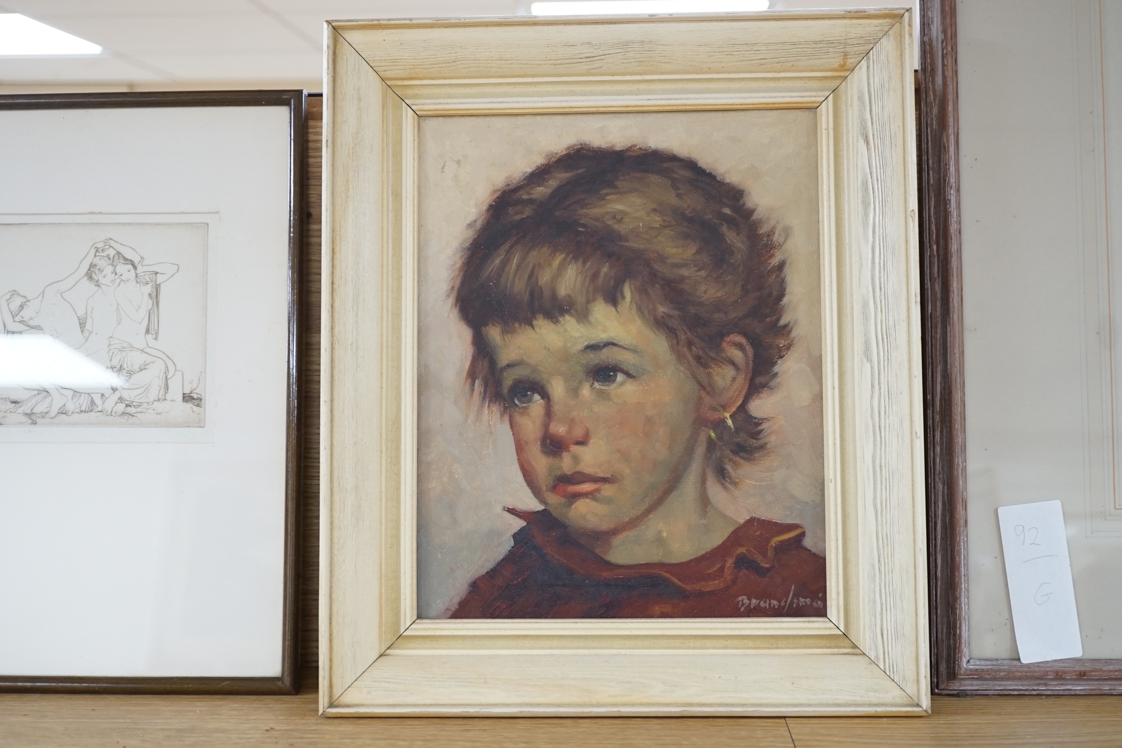 Jeanne Brandsma (Belgian, 1902-1992), oil on canvas, Study of a child's head, signed, 29 x 23cm